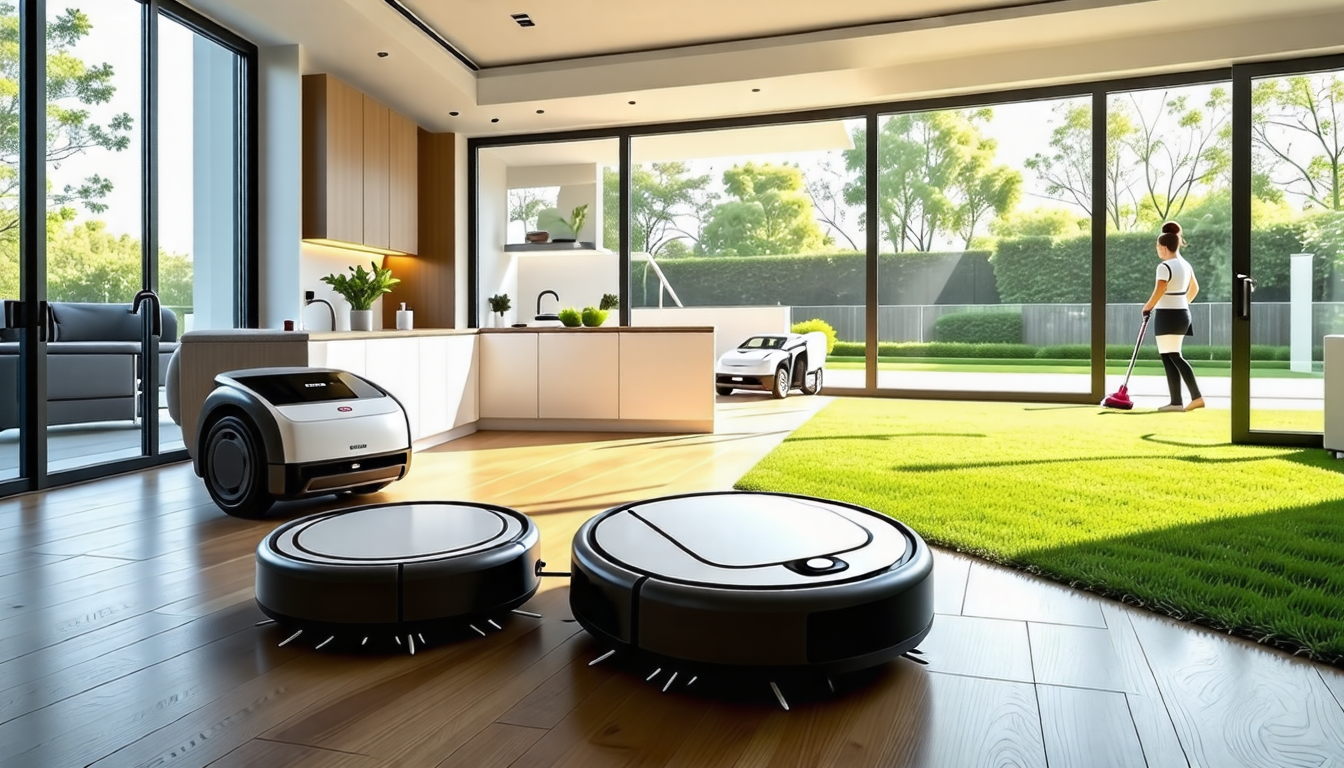 découvrez les robots ecovacs, vos assistants ménagers polyvalents qui aspirent, lavent les surfaces, nettoient les vitres, tondent la pelouse et s'entretiennent seuls. simplifiez votre quotidien grâce à ces technologies innovantes qui allient efficacité et autonomie.